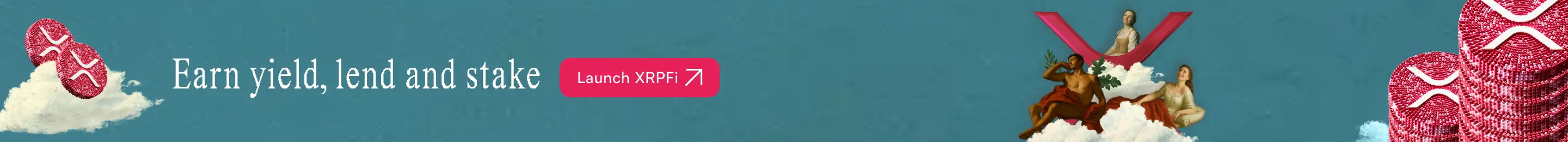 Image of a three painted figures in the clouds for the XRP program.